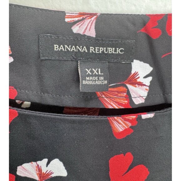 Banana Republic Women's Black Floral Ruffle Sleeve Top XXL - Picture 5 of 8